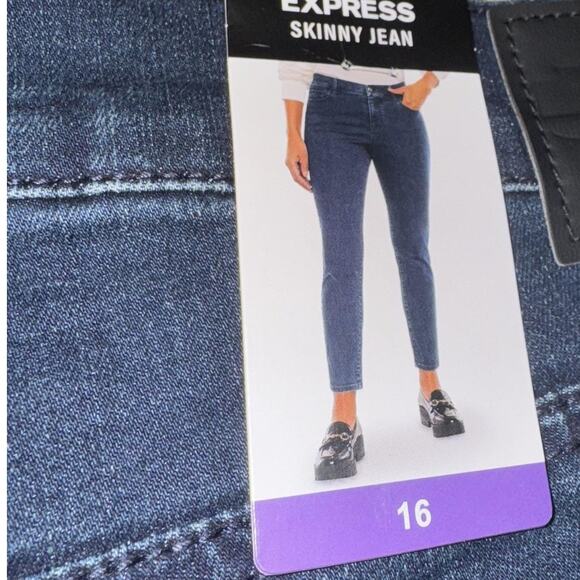 Express Jeans Womens 16 Dark Wash Skinny Jean Denim 5 Pocket Zip Fly Belt Loops - Picture 1 of 14